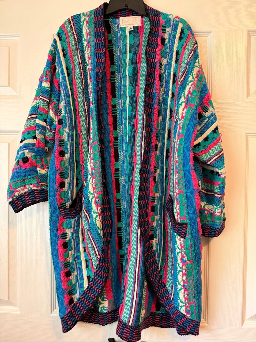 Vintage Vibrant Multicolor Sweater Cardigan- 100% Cotton- Leoniak